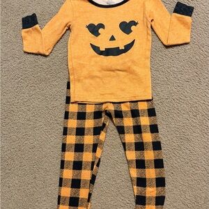 Pumpkin Face TODDLER soft fleece warm Pajama Set SZ-4T